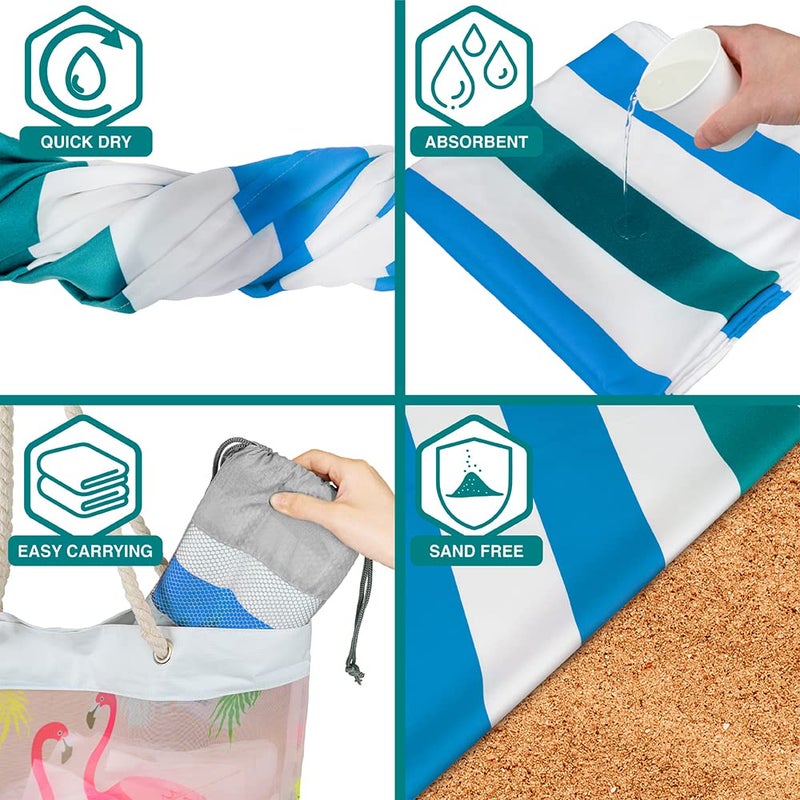 Suncube SUN CUBE Microfiber Beach Towel, Quick Dry Sand Free Beach Towel, Lightweight Compact Travel Swim Towel for Pool, Camping, Sand Resistant Packable Adult Towel- Blue 60x30 Inches - Image 4